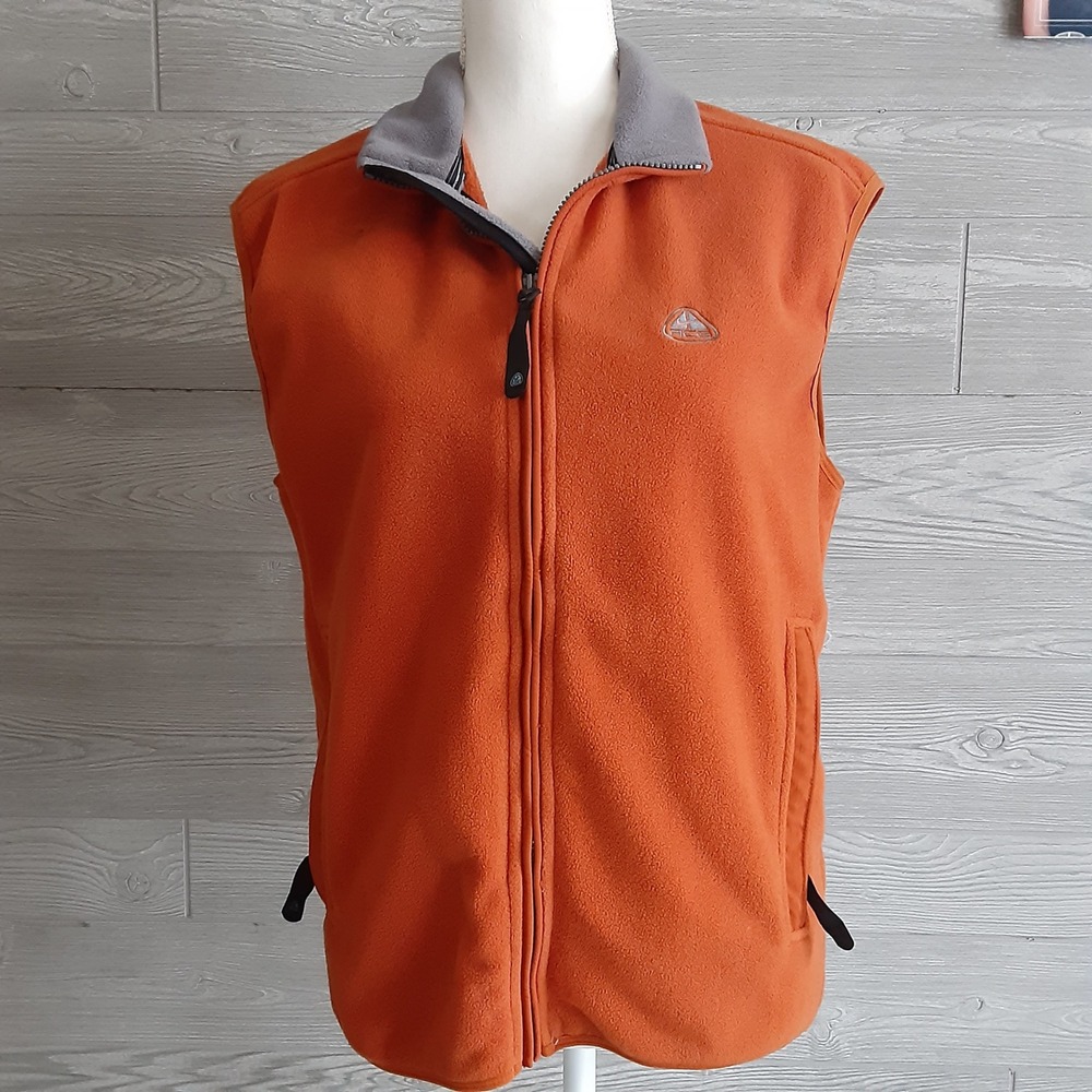 VTG Nike ACG Mens Fleece Full Zip Vest Orange Grey Mock Neck Gorpcore Outdoor M